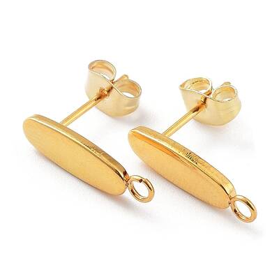 201 Stainless Steel Oval Stud Earring Findings