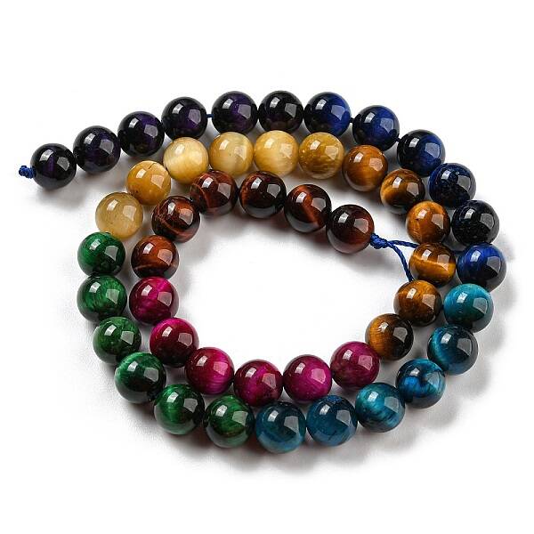 Gradient Color Natural Tiger Eye Beads Strands