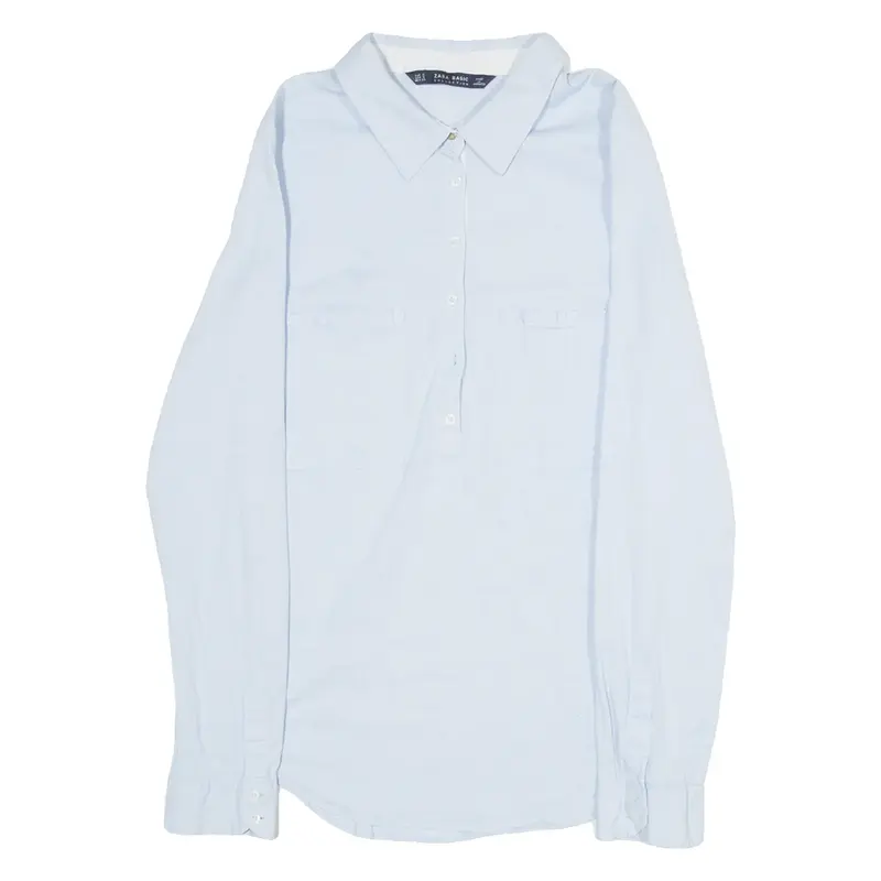 ZARA COLLECTION Womens Plain Shirt Blue Long Sleeve S