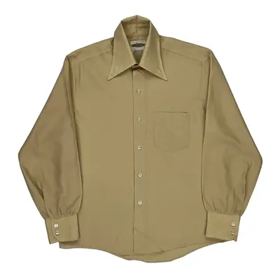 1970'S Dimension Shirt - Large Beige Polyester