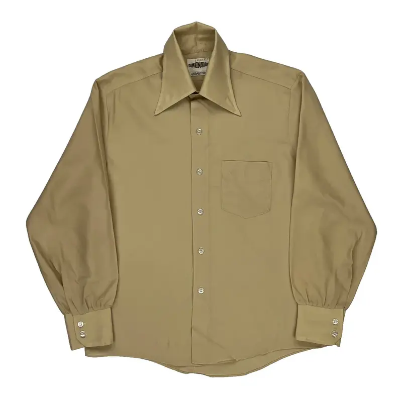 1970'S Dimension Shirt - Large Beige Polyester