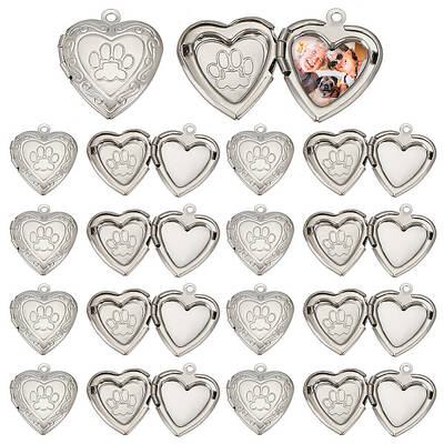 20Pcs 304 Stainless Steel Locket Pendants