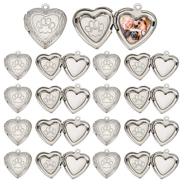 20Pcs 304 Stainless Steel Locket Pendants