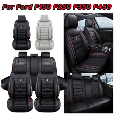 Fits For Ford F150 F250 F350 F450 Pick-up 2009~2023 Car Truck 5 Seat Covers PU Leather Front Rear Cushion Pad 5-Seats Protect...