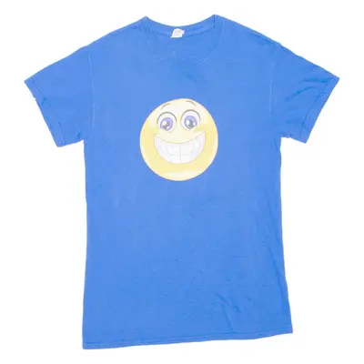 GILDAN Smiley Face Mens T-Shirt Blue S