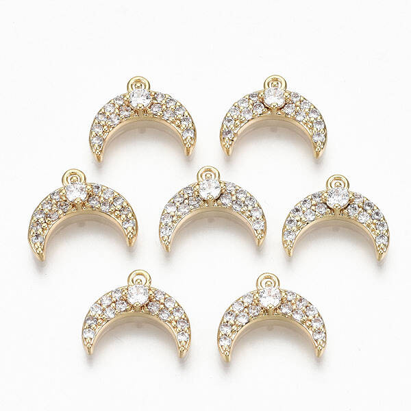 Brass Micro Pave Clear Cubic Zirconia Charms