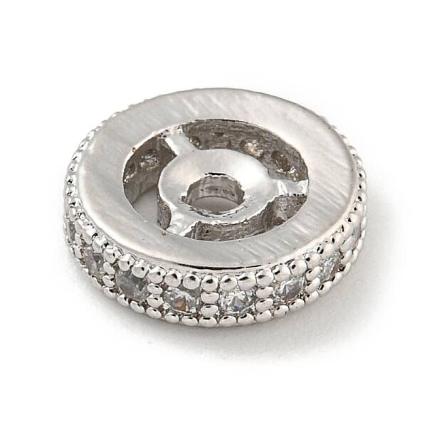 Brass Micro Pave Clear Cubic Zirconia Beads