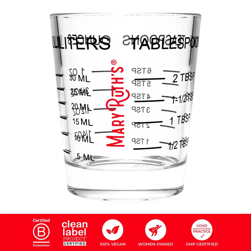 MaryRuth's Measuring Shot Glass - Metric & Imperial Measurements - Milliliters, Tablespoons, Ounces, & Teaspoons - Measure Li...