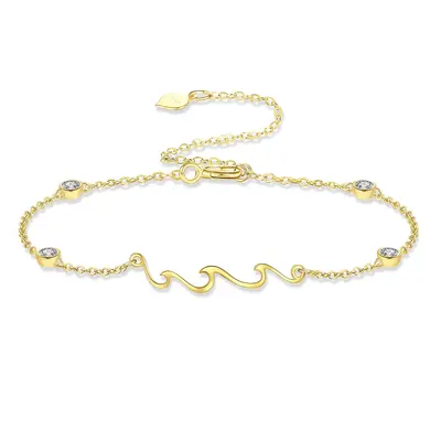 14K Gold Cubic Zirconia Spray Bracelet for Women