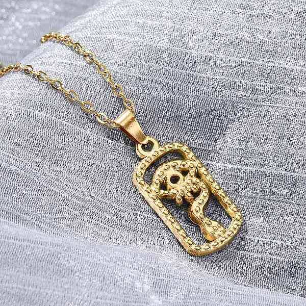 Rectangle with Eye 304 Stainless Steel Pendant Necklaces