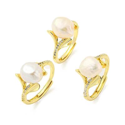 Natural Pearl Flower of Life Adjustable Ring