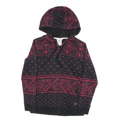ADIDAS Hoodie Black Full Zip Girls L