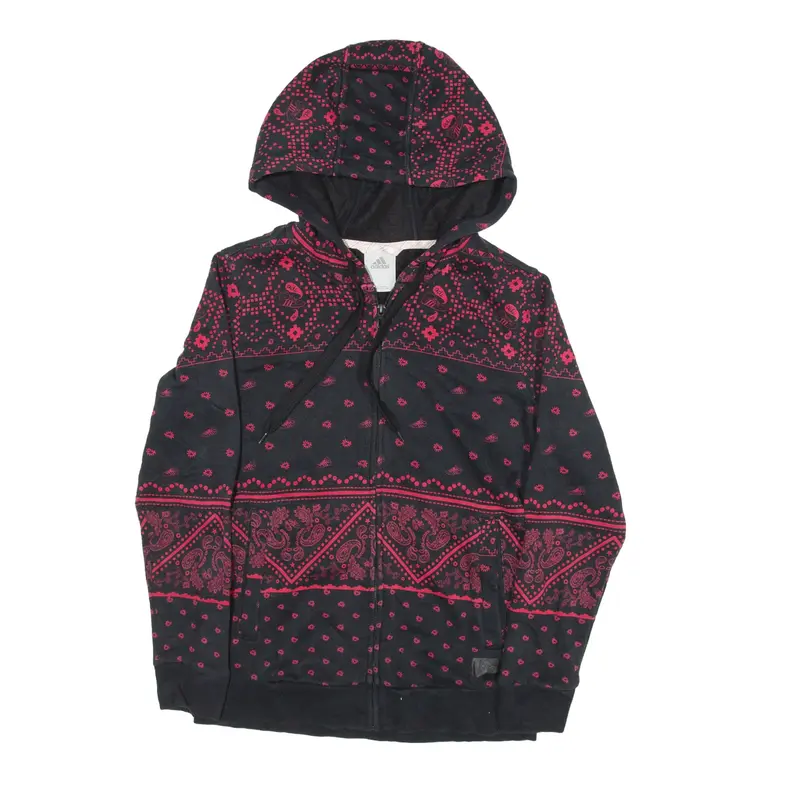 ADIDAS Hoodie Black Full Zip Girls L