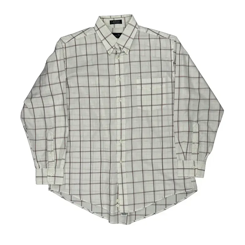 La Chemise Christian Dior Checked Shirt - Large White Cotton Blend