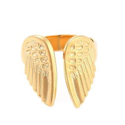 Ion Plating(IP) 304 Stainless Steel Double Wing Open Cuff Ring for Women