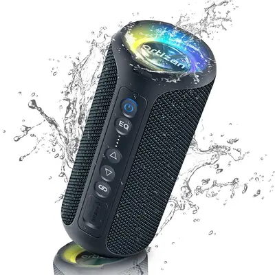 40W Loud Stereo Portable Speaker, Summer Multipurpose IPX7 Waterproof Shower Speakers With Deep Bass/LED Light, True Wireles...
