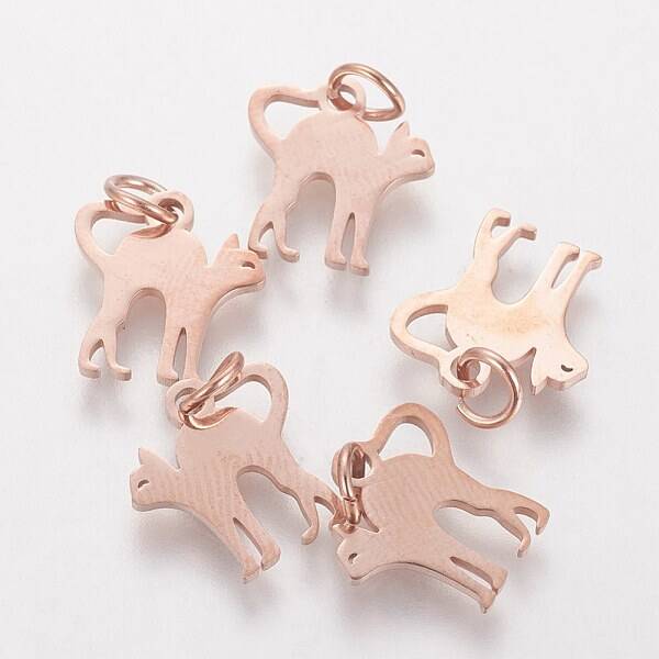 201 Stainless Steel Kitten Pendants