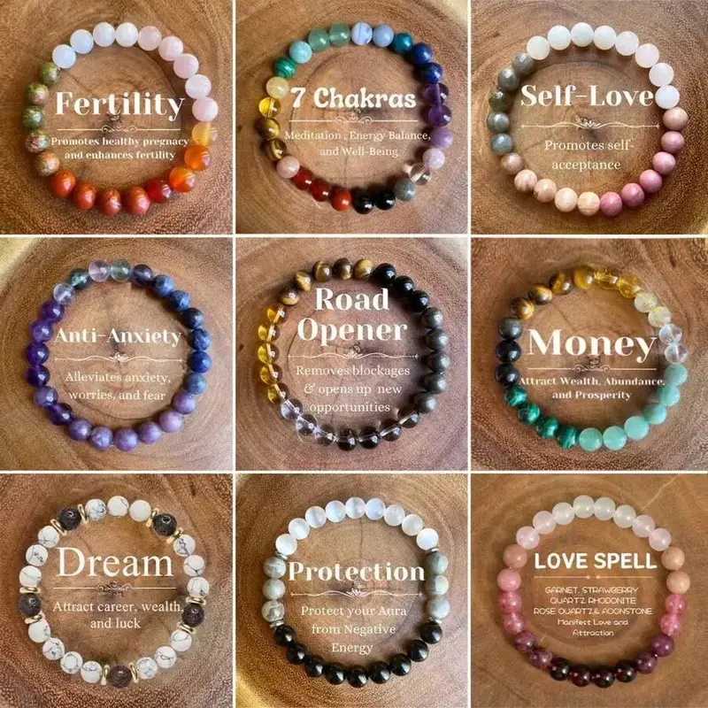 Fertility 7 Chakra Self-Love Anti-Anxiety Road Opener Dream Love Spell Bracelet Natural Healing Crystal Gorgeous Stone Gemsto...