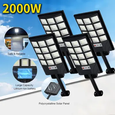 Solar Street Lights Outdoor Waterproof,6500K Solar Lights Outdoor 12000LM LED Flood Light, 320 Wide Angle with Motion Sensor ...