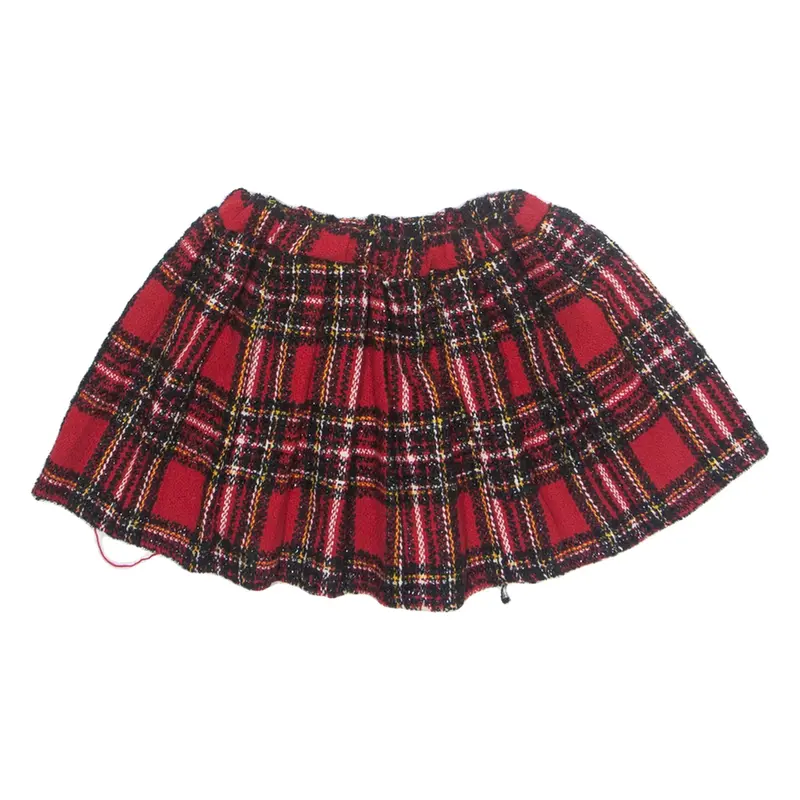 Girls A-Line Skirt Red Short Plaid 7-8Y