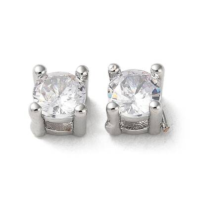 Brass Micro Pave Cubic Zirconia Slide Charms