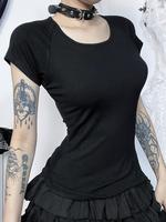 Women's Angel Print Sheer Round Neck Tee, Fashion Casual Crew Neck Short Sleeve T-shirt for Daily Holiday Vacation Outdoor We...