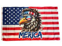 Funny American Flag Bald Eagle MERICA 3x5 wall decor banner gift husband garage man cave hunting Flag Ornaments large big Slo...