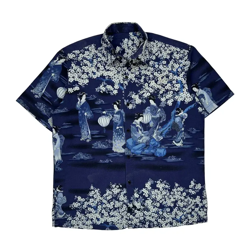 Unbranded Patterned Shirt - XL Blue Cotton