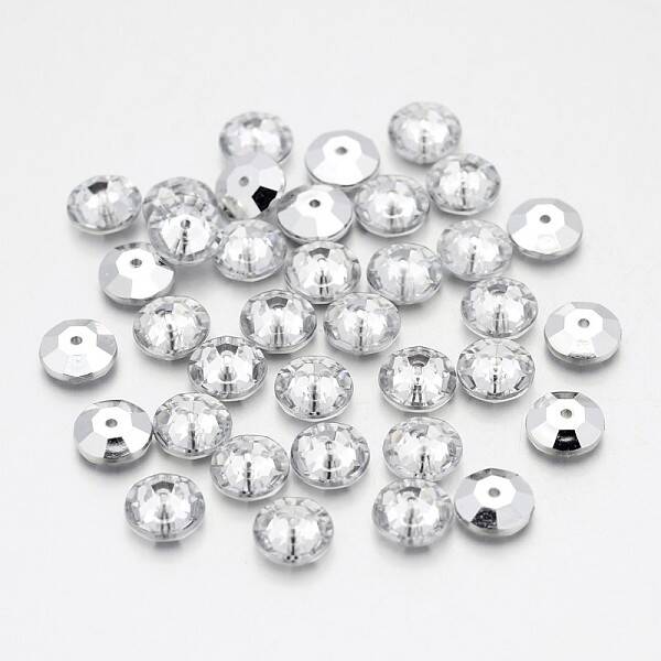 Faceted Flat Round Taiwan Acrylic Rhinestone Beads