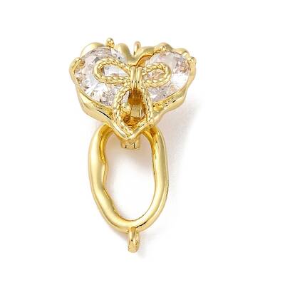 Brass Micro Pave Clear Cubic Zirconia Fold Over Clasps