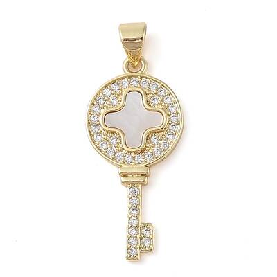 Brass Micro Pave Clear Cubic Zirconia Pendant