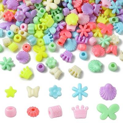 50Pcs 10 Styles Opaque Plastic Beads