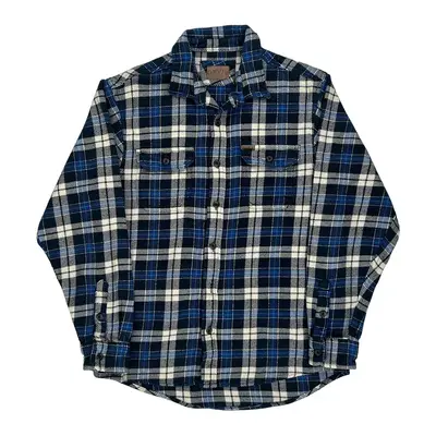 Orvis Checked Flannel Shirt - Medium Blue Cotton