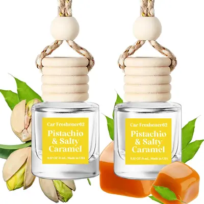 2 Pack Pistachio & Salted Caramel Car Air Freshener Hanging Car Diffuser Frangrance Freshener Made in USA Last 60 days car  a...