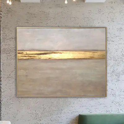 Original Beige Paintings On Canvas Gold Leaf Painting Modern Abstract Fine Art Textured Wall Art Gold Painting | GOLDEN HEAVE...