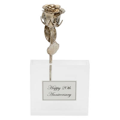 8 Platinum Dipped Rose in 20th Anniversary Vase