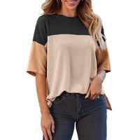 EVALESS Women's Casual Springtok Summer Crewneck 3/4 Short Sleeve T Shirts Texture Striped Lightweight Loose Fit Pullover Top...