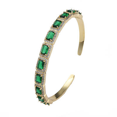 Cubic Zirconia Rectangle Open Cuff Bangle