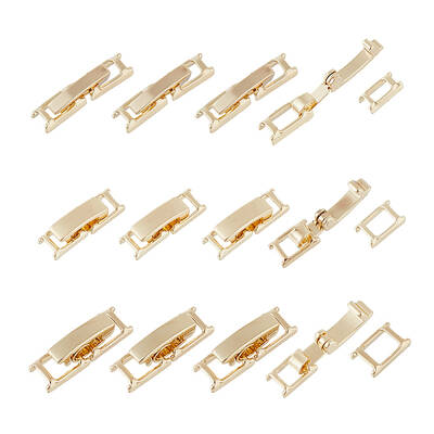12Pcs 3 Styles Brass Fold Over Clasps Sets