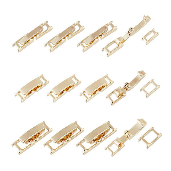 12Pcs 3 Styles Brass Fold Over Clasps Sets