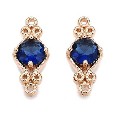 Brass Pave Faceted Glass Connector Charms