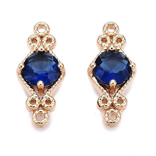 Brass Pave Faceted Glass Connector Charms
