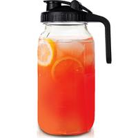 Glass Mason Jar Pitcher with Lid (64 oz) Thick Glass Water Jug, Airtight & Leakproof jar, for Cold Brew, Iced Tea, and Juices...