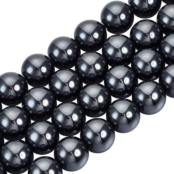 OLYCRAFT 150PCS Grade A Hematite Beads 8mm Non-Magnetic Metal Round Loose Beads Strand for Necklace Pendant Jewelry Making