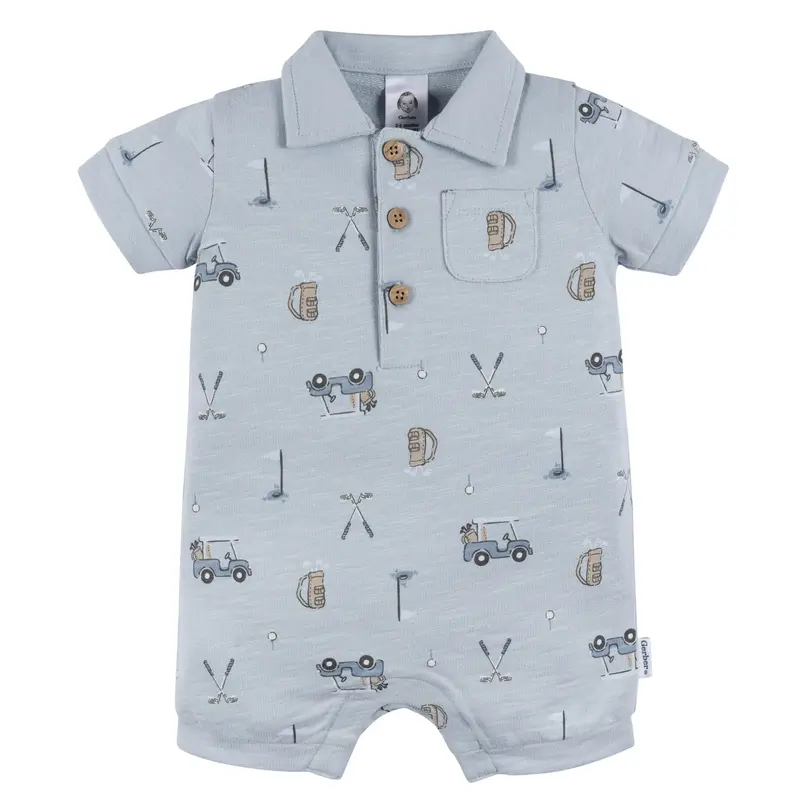 Gerber Baby Boys' Polo Romper, Golf