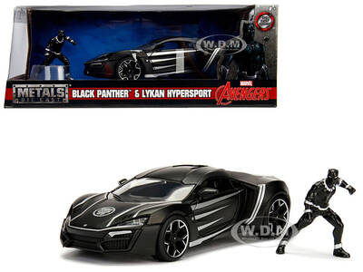 Lykan Hypersport Black with Black Panther Diecast Figurine \