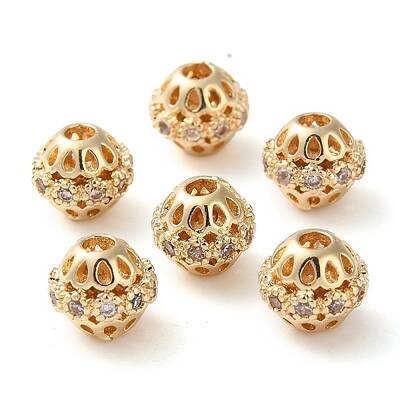 Rack Plating Brass Micro Pave Cubic Zirconia Beads