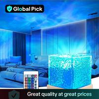 LED Water Ripple Aurora Projector Night Light, USB Powered 16-color Changing LED Night Light, LED Lighted, Decorative Light f...