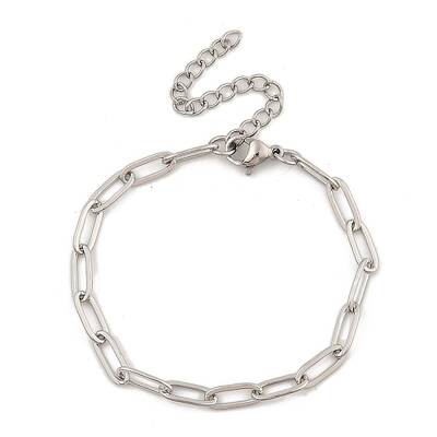 304 Stainless Steel Paperclip Chain Bracelets for Women