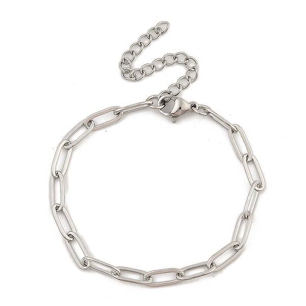 304 Stainless Steel Paperclip Chain Bracelets for Women